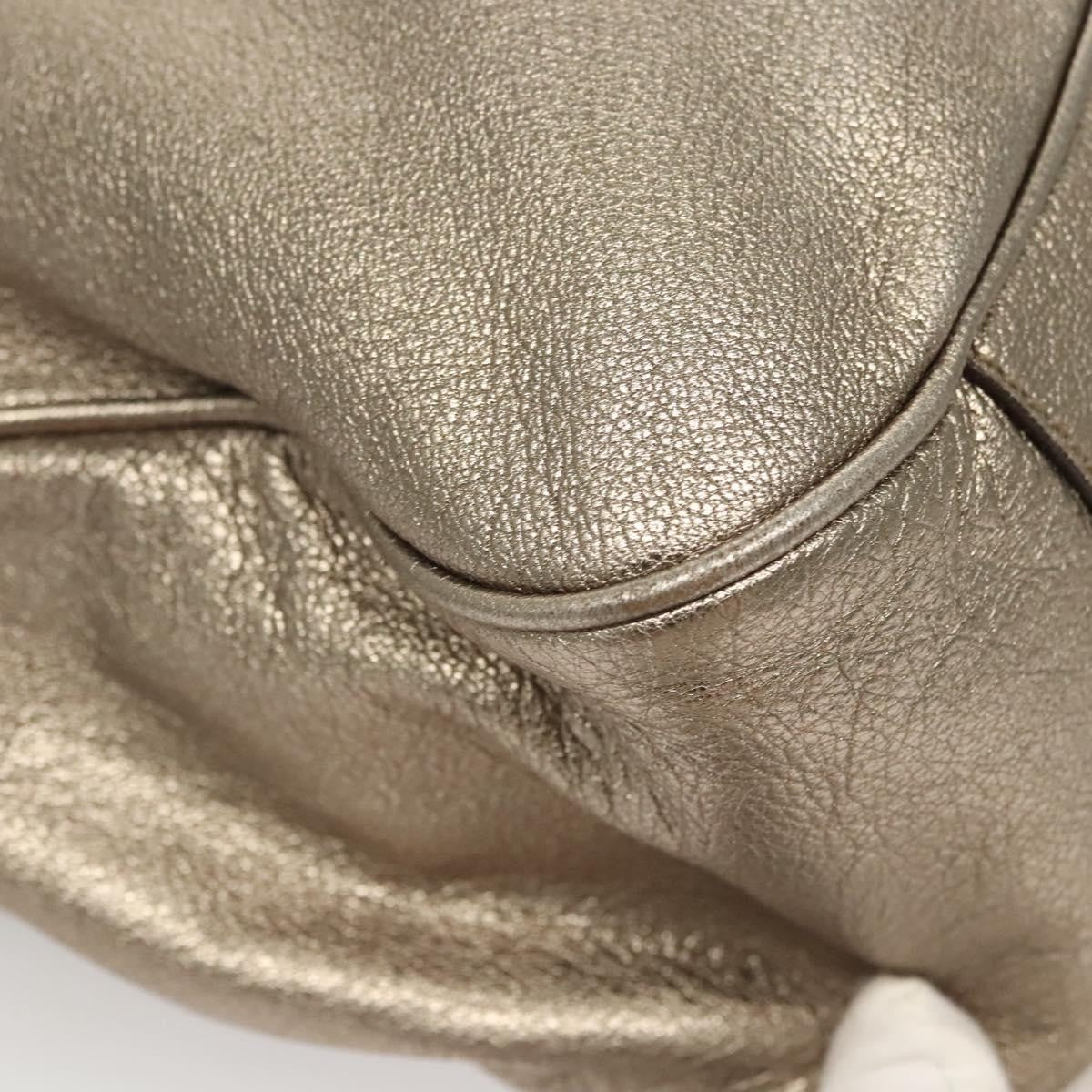 Salvatore Ferragamo Gancini Shoulder Bag Leather, GOLD, LEATHER, Shoulder bag