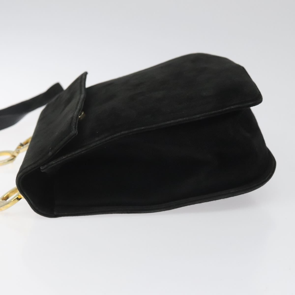Salvatore Ferragamo Gancini Shoulder Bag Suede, BLACK, SUEDE, Shoulder bag