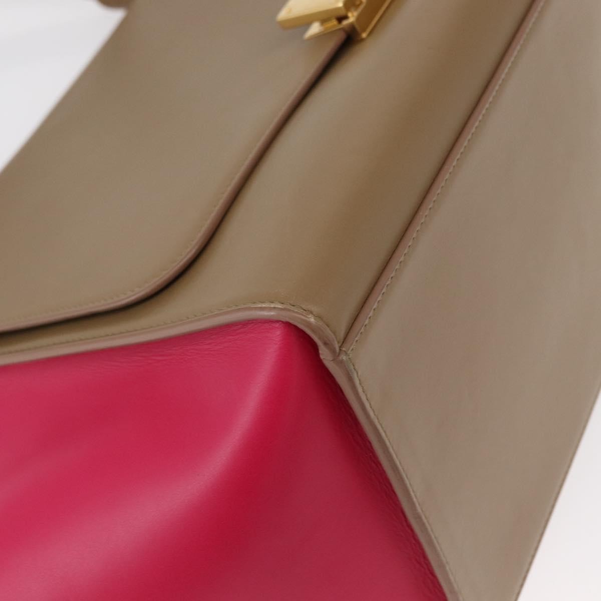 Celine Bicolor Trapeze Bag Leather, BEIGE, LEATHER, Handbag