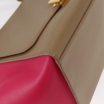 Celine Bicolor Trapeze Bag Leather, BEIGE, LEATHER, Handbag