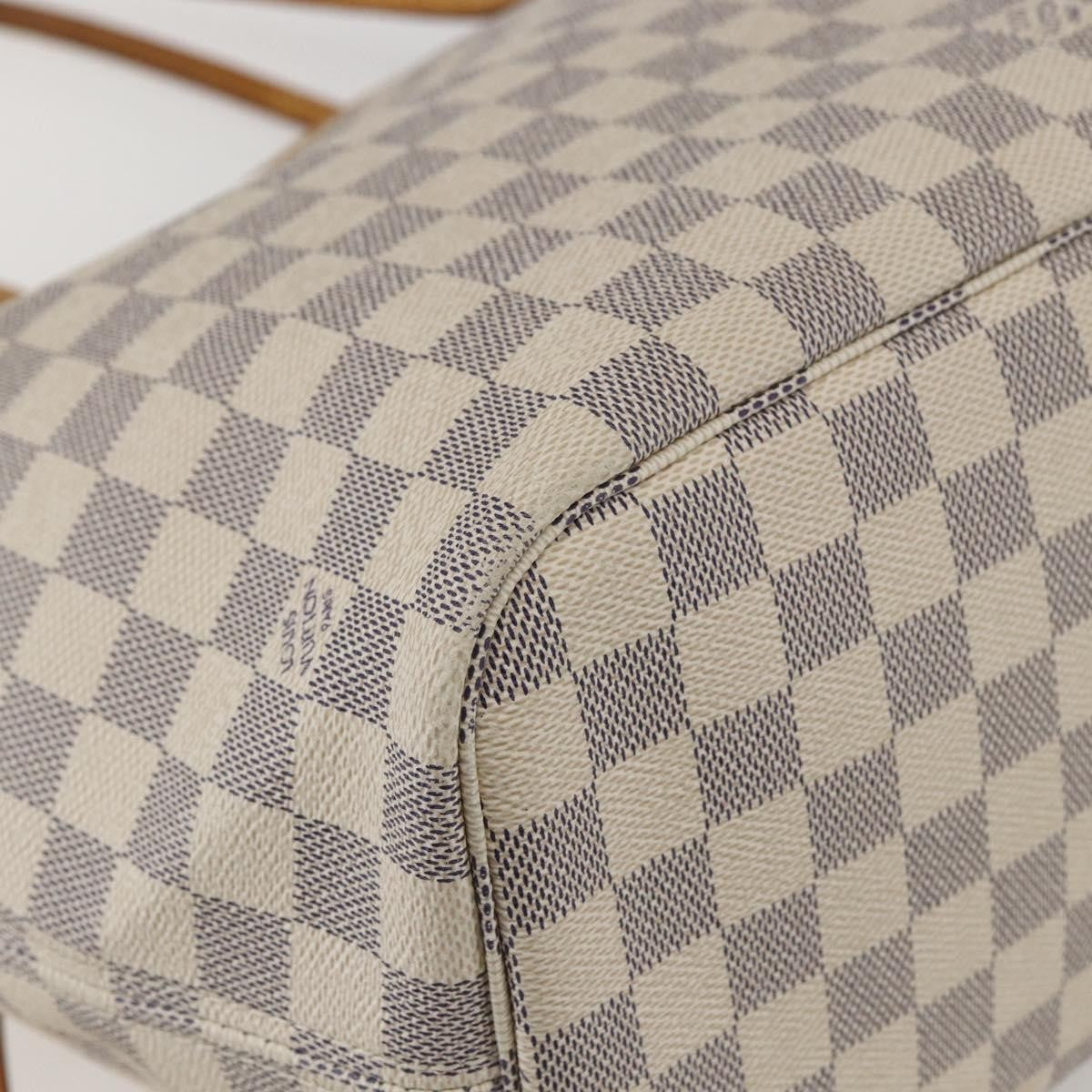 Louis Vuitton Neverfull Tote Damier azur, WHITE, CANVAS, Tote bag