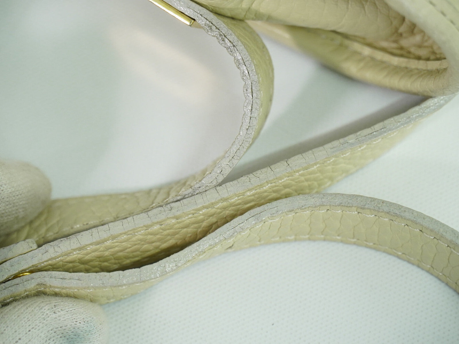 Saint Laurent Vintage Flap Crossbody Bag Leather, ECRU, LEATHER, Shoulder bag