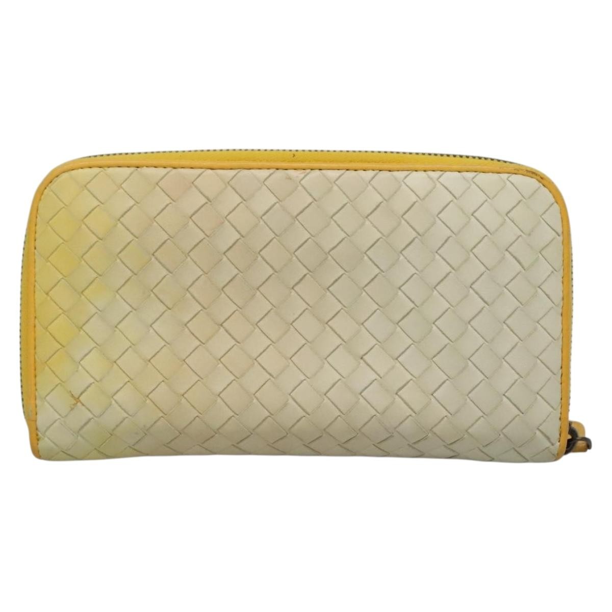 Bottega Veneta Intrecciato Long Zip  Wallet Leather, BEIGE, LEATHER, Wallets