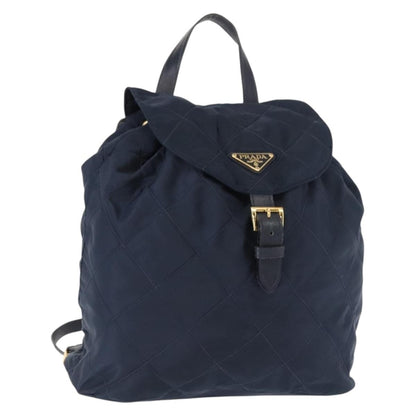 Prada Buckle Backpack Quilted Tessuto, NAVY, NYLON, Backpack