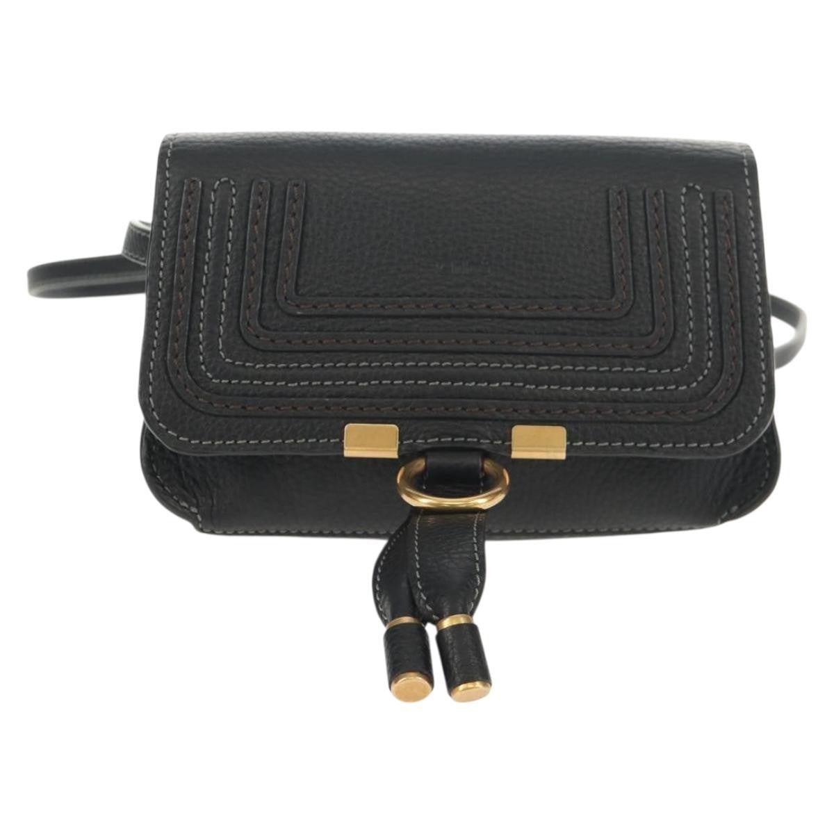 Chloe Marcie Belt Bag Leather, BLACK, LEATHER, Shoulder bag
