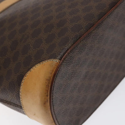 Celine Vintage Macadam Shoulder Bag Leather, BROWN, PVC,LEATHER,CANVAS, Shoulder bag