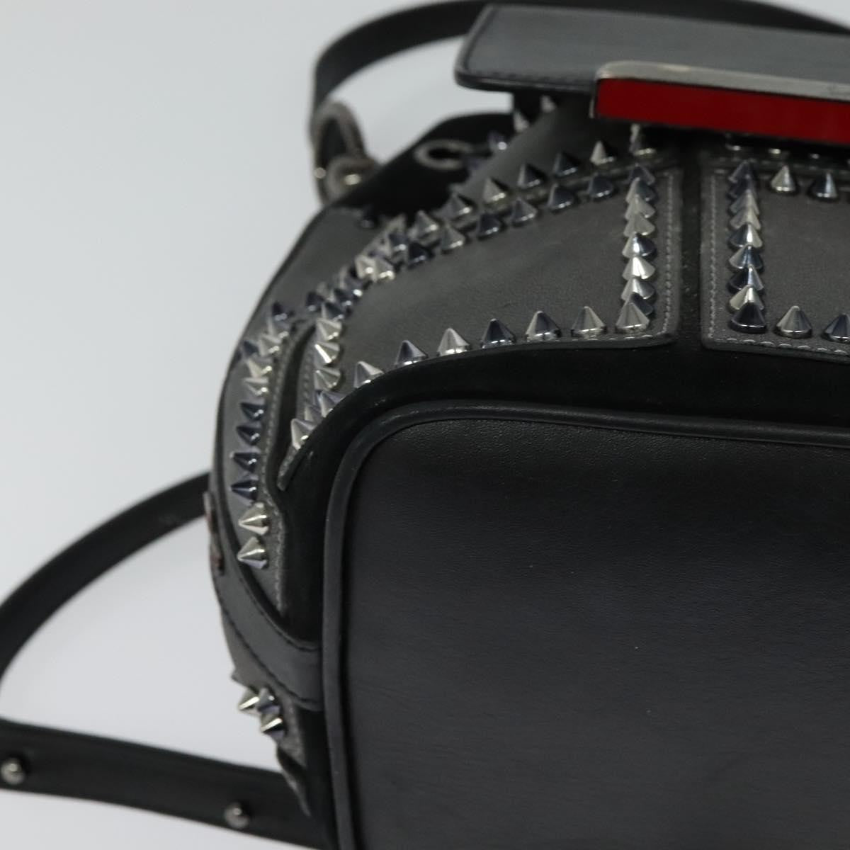 Christian Louboutin Lucky L Convertible Backpack Spiked Leather and Suede, BLACK, LEATHER, Backpack