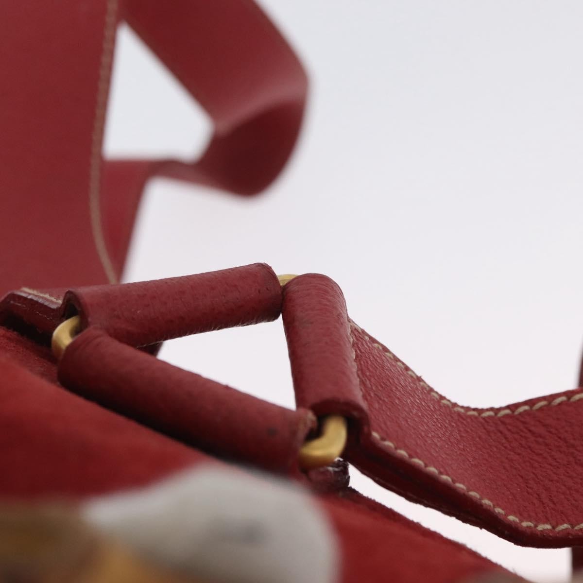 Gucci Vintage Bamboo Backpack Suede and Leather, Red, Suede, Backpack