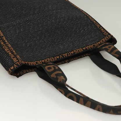 Fendi Zucca Tote bag Straw, BLACK, WOOD, Tote bag
