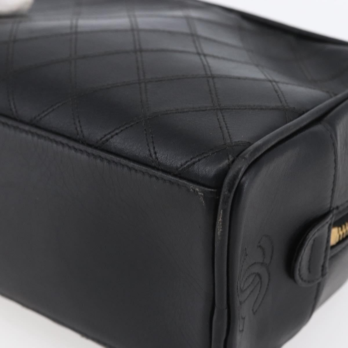 Chanel Vintage Toiletry Pouch Leather, Black, Patent Leather, Clutch