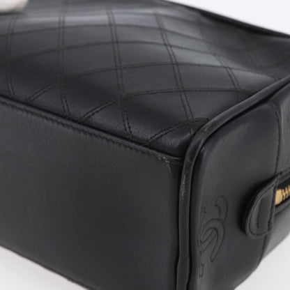 Chanel Vintage Toiletry Pouch Leather, Black, Patent Leather, Clutch