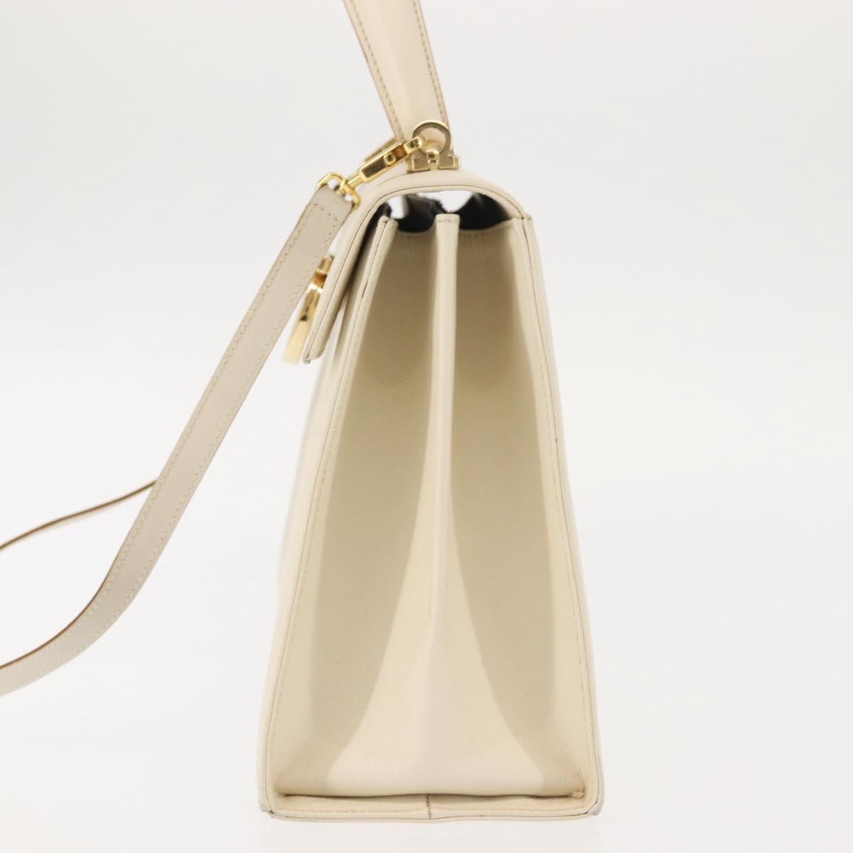 Salvatore Ferragamo Gancini Convertible Top Handle Bag Leather, WHITE, LEATHER, Handbag