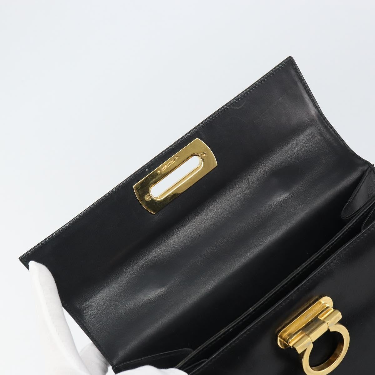 Salvatore Ferragamo Convertible Top Handle Bag Leather, BLACK, LEATHER, Handbag