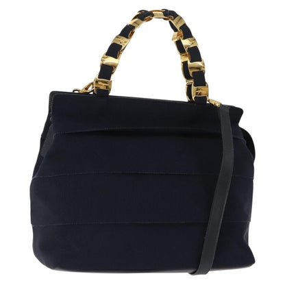 Salvatore Ferragamo Vala Handbag Canvas, NAVY, CANVAS, Handbag