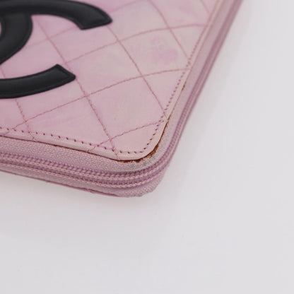 Chanel Cambon Zip Around Wallet Quilted Lambskin, PINK, LEATHER, Wallets