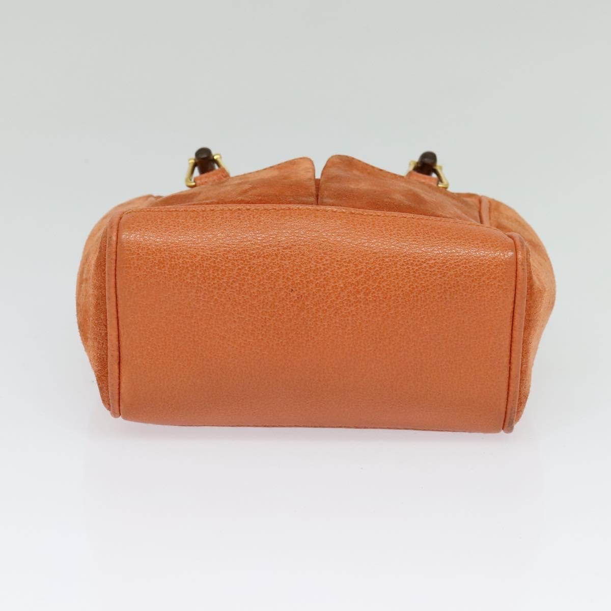 Gucci Vintage Bamboo Front Pocket Tote Suede, ORANGE, SUEDE, Tote bag