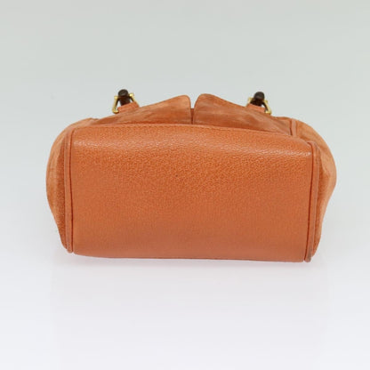 Gucci Vintage Bamboo Front Pocket Tote Suede, ORANGE, SUEDE, Tote bag