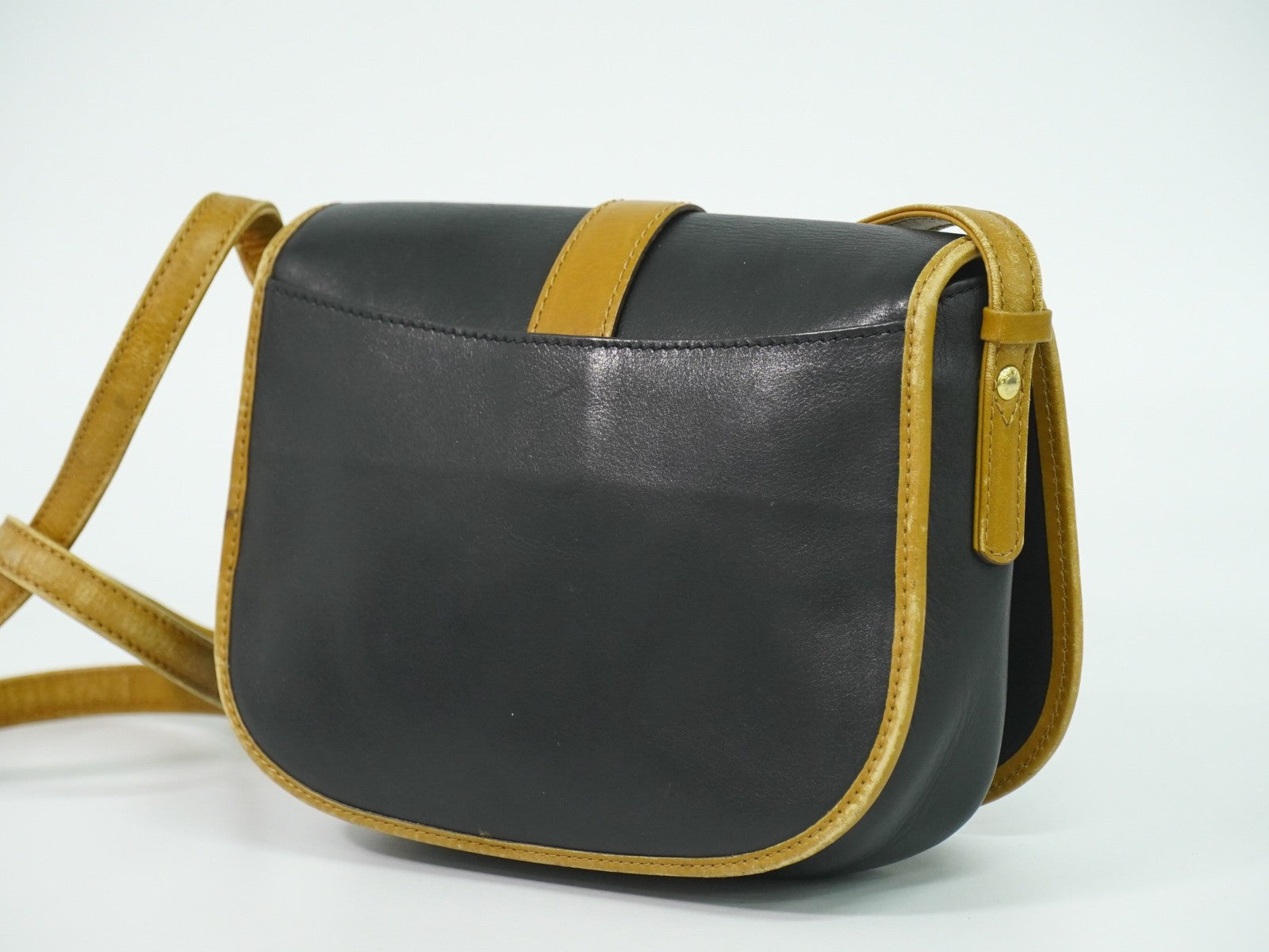 Celine Vintage Shoulder Bag Leather, BLACK, LEATHER, Shoulder bag