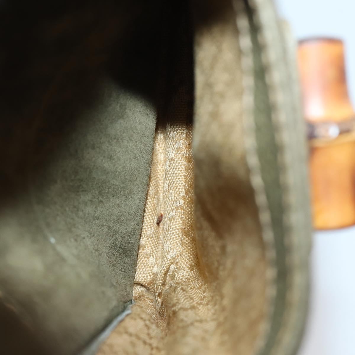 Gucci Vintage Bamboo Backpack Suede, KHAKI, SUEDE, Backpack