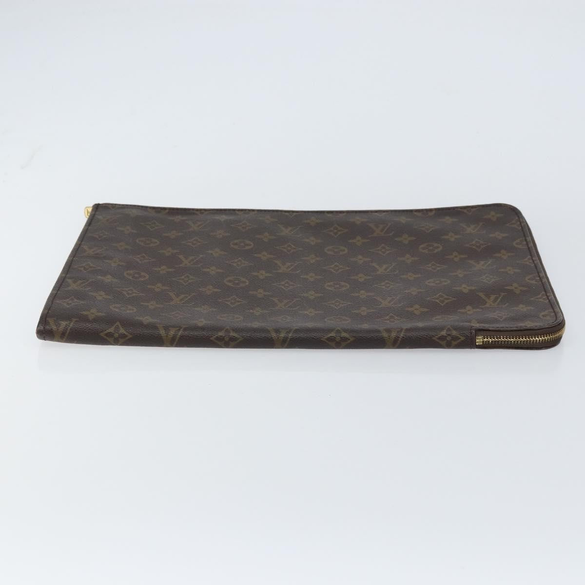Louis Vuitton Poche Documents Monogram Canvas, BROWN, CANVAS, Clutche & pouche