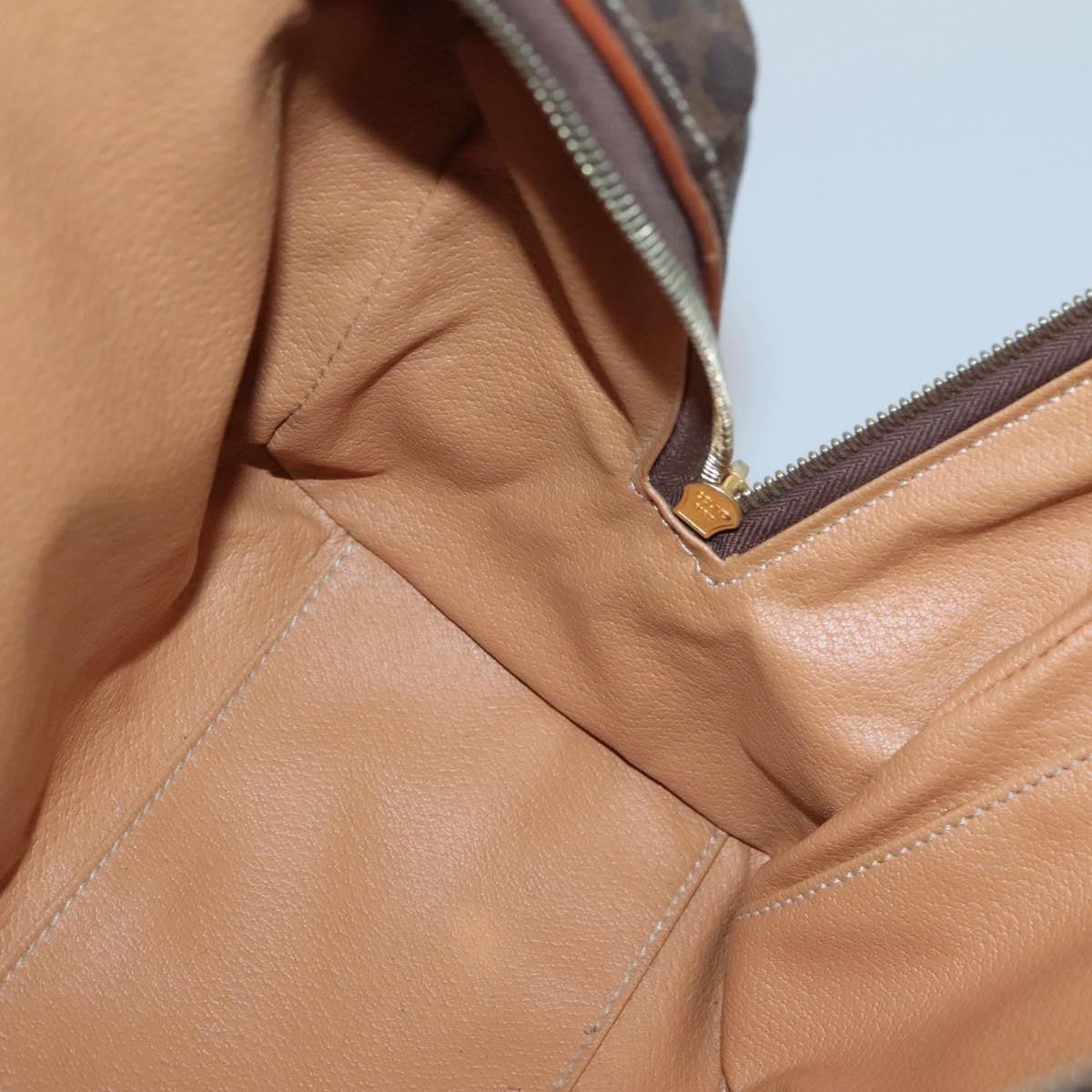 Celine Macadam Handbag Macadam with leather, BROWN, CANVAS, Handbag