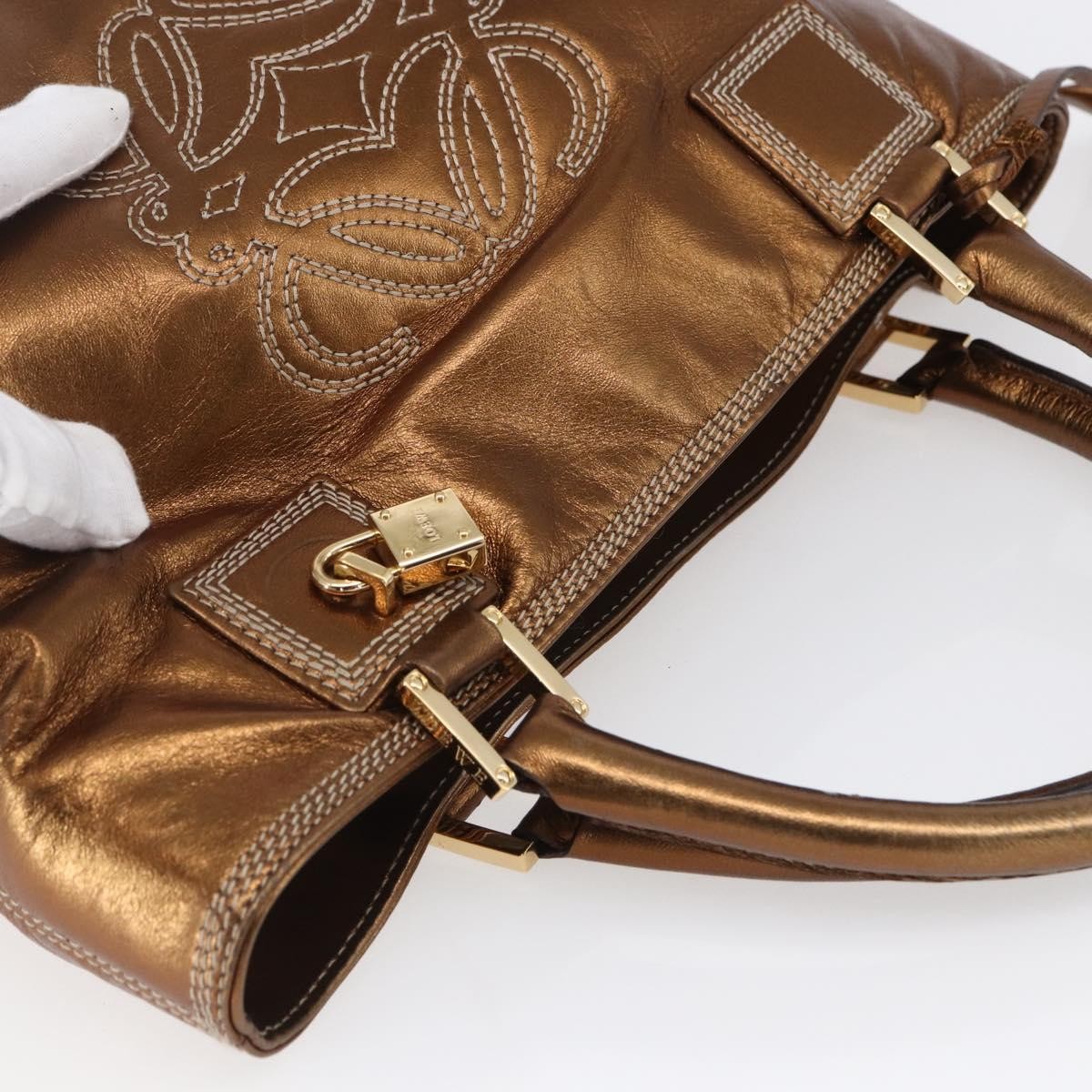 Loewe Vintage Anagram Tote Leather, METALLIC, LEATHER, Tote bag