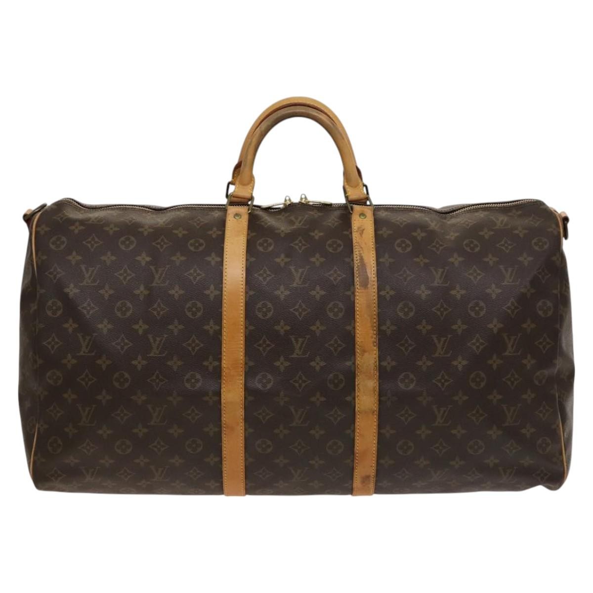 Louis Vuitton Keepall Bandouliere Bag Monogram Canvas, BROWN, CANVAS, Travel bag