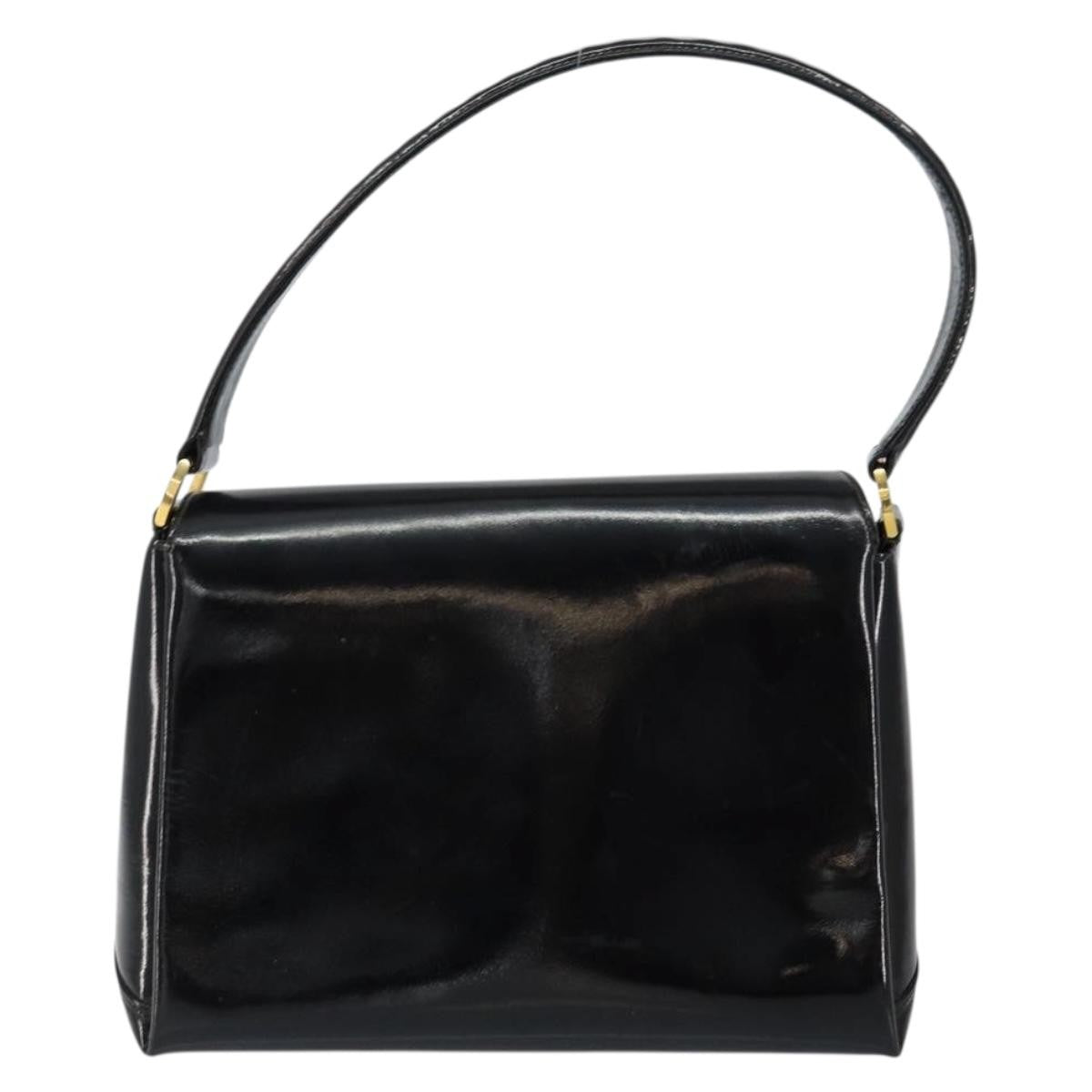 Gucci Vintage Handbag Enamel, BLACK, PATENT_LEATHER, Handbag
