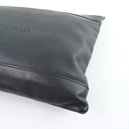 Balenciaga Navy Zip Pouch Leather, BLACK, LEATHER, Clutche & pouche