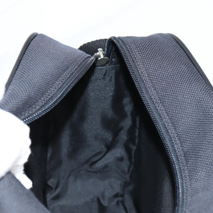 Versace Front Pocket Shoulder Bag Leather and Canvas, BLACK, CANVAS, Shoulder bag