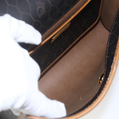 Christian Dior Vintage Honeycomb Shoulder Bag Canvas and Leather, BLACK, PVC, Shoulder bag