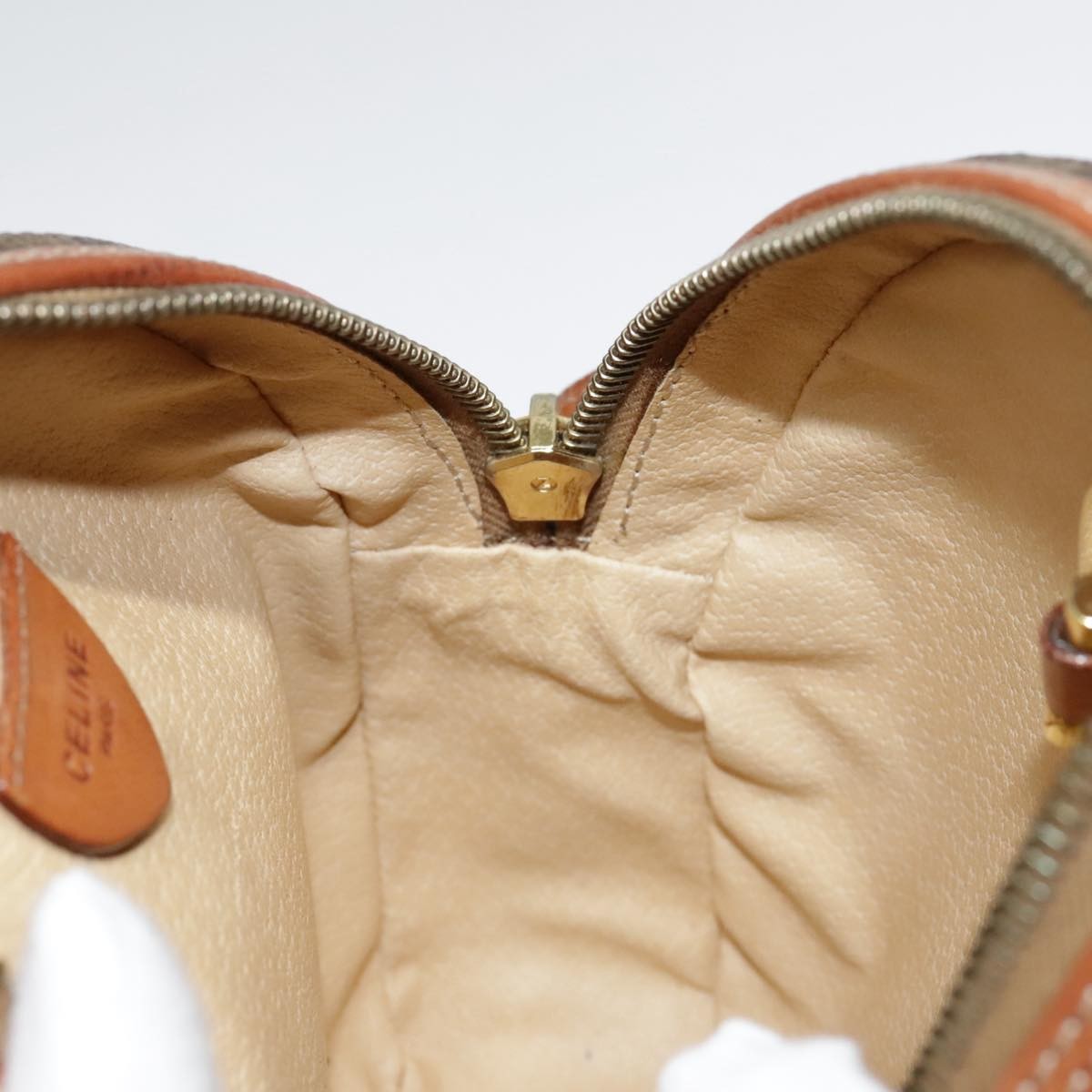 Celine Vintage Macadam Circle Logo Shoulder Bag Canvas and Leather, Brown, Canvas, Shoulder Bag