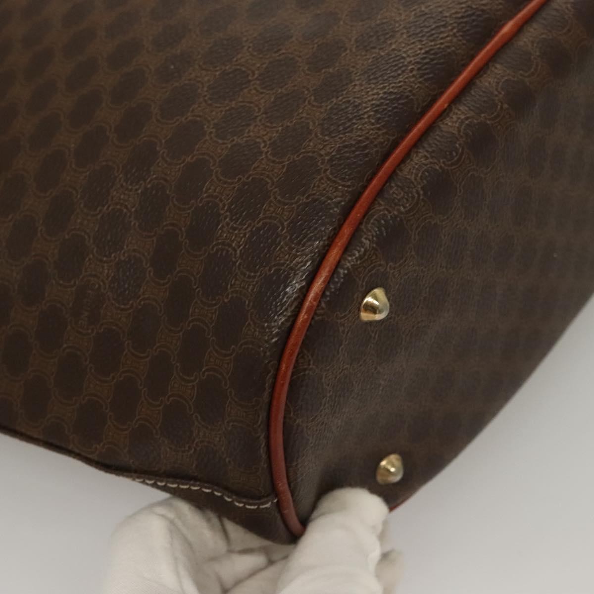 Celine Vintage Macadam Handbag Leather, BROWN, LEATHER, Handbag