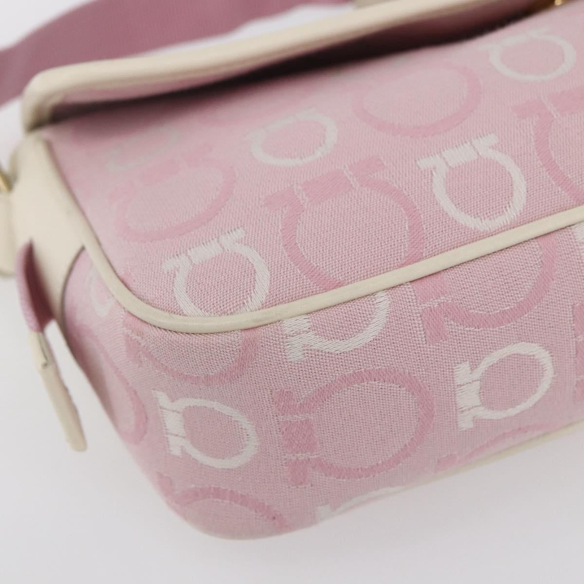 Salvatore Ferragamo Gancini Shoulder Bag Canvas, PINK, CANVAS, Shoulder bag