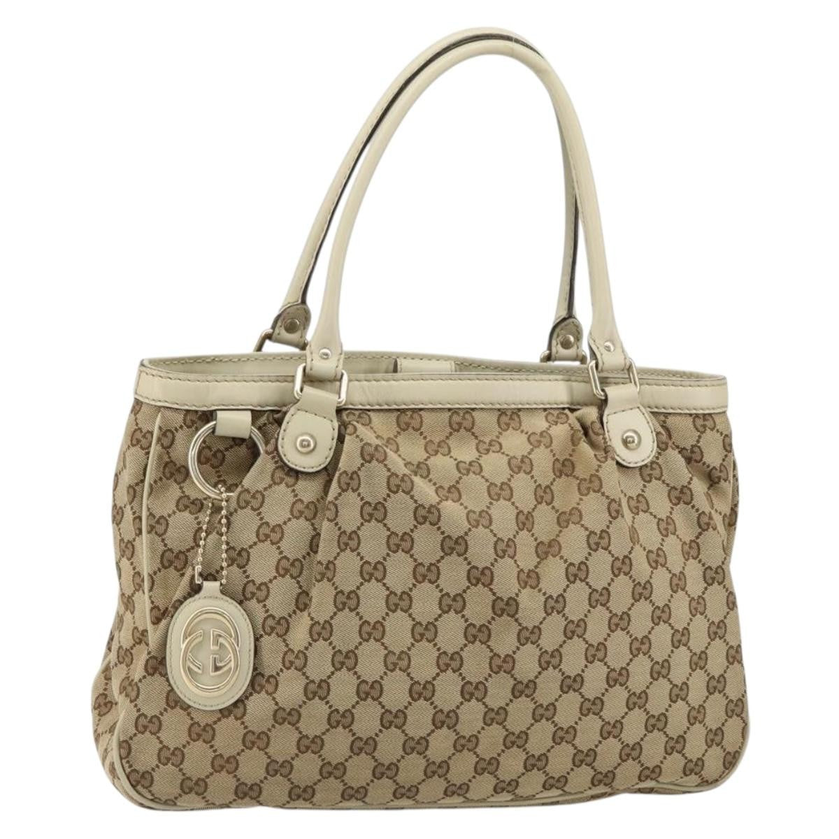 Gucci Sukey Top Handle Tote GG Canvas, BEIGE, CANVAS, Tote bag