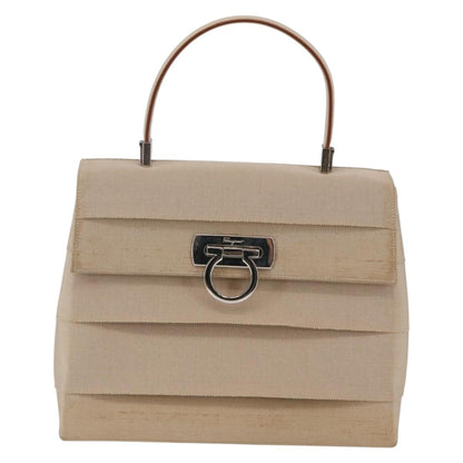 Salvatore Ferragamo Vintage Gancini Cage Top Handle Bag Canvas, BEIGE, CANVAS, Bag