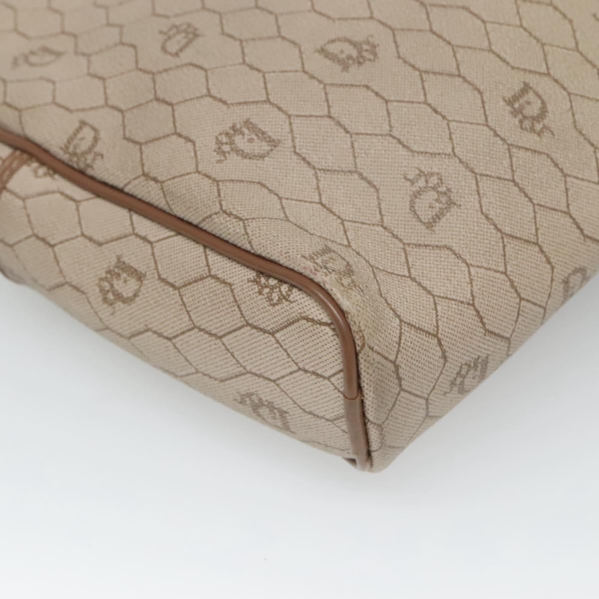 Christian Dior Vintage Honeycomb Zip Pouch Coated Canvas, BEIGE, CANVAS, Clutche & pouche