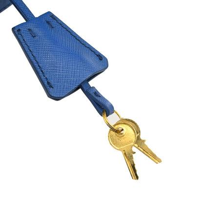 Prada Bauletto Bag Saffiano Leather, BLUE, LEATHER, Handbag