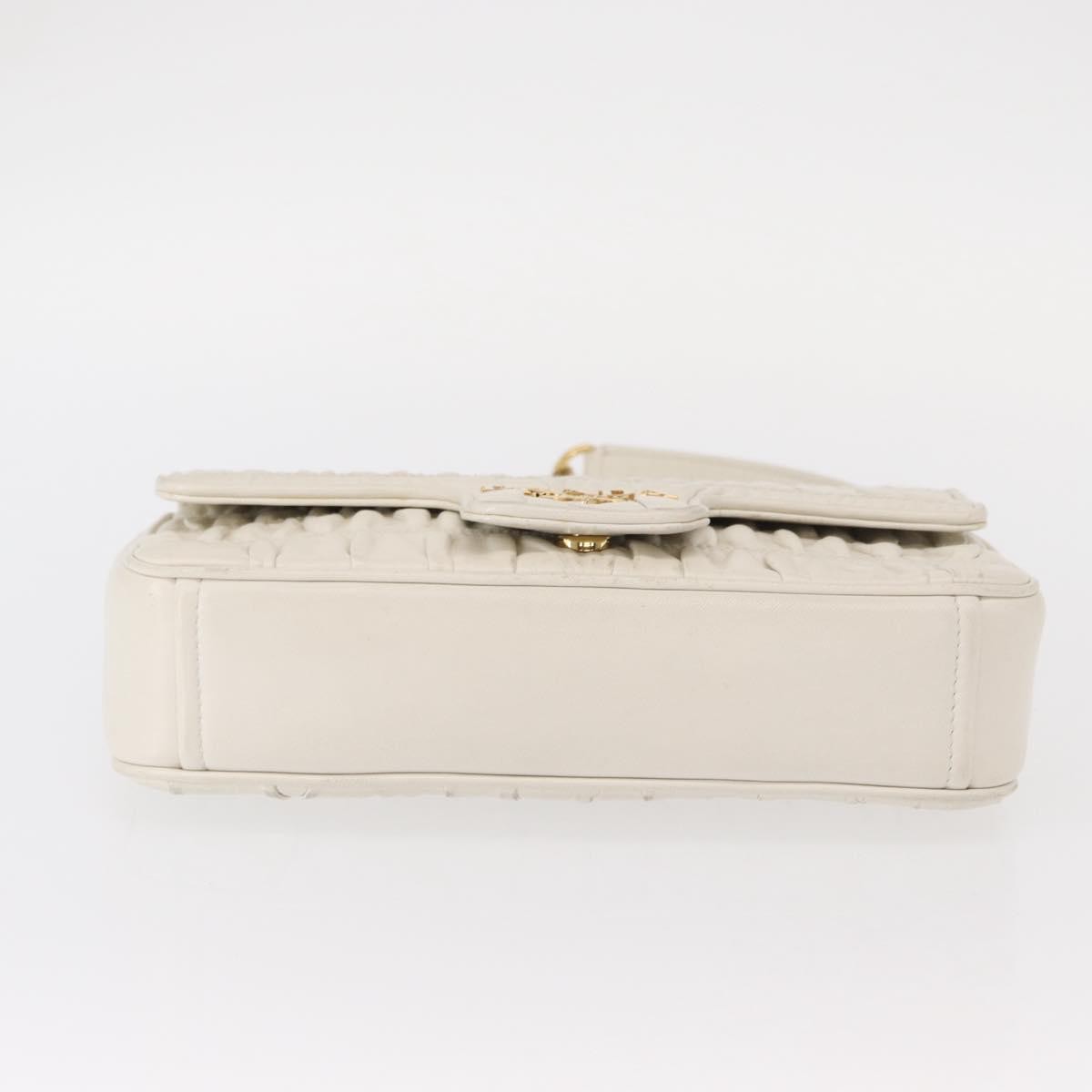 Prada Chain Flap Shoulder Bag Nappa Gaufre, WHITE, LEATHER, Shoulder bag