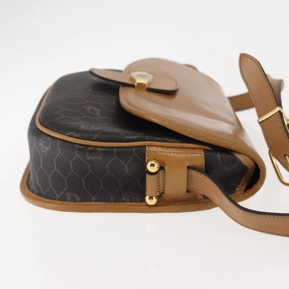 Christian Dior Vintage Honeycomb Shoulder Bag Canvas and Leather, BROWN, CANVAS, Shoulder bag