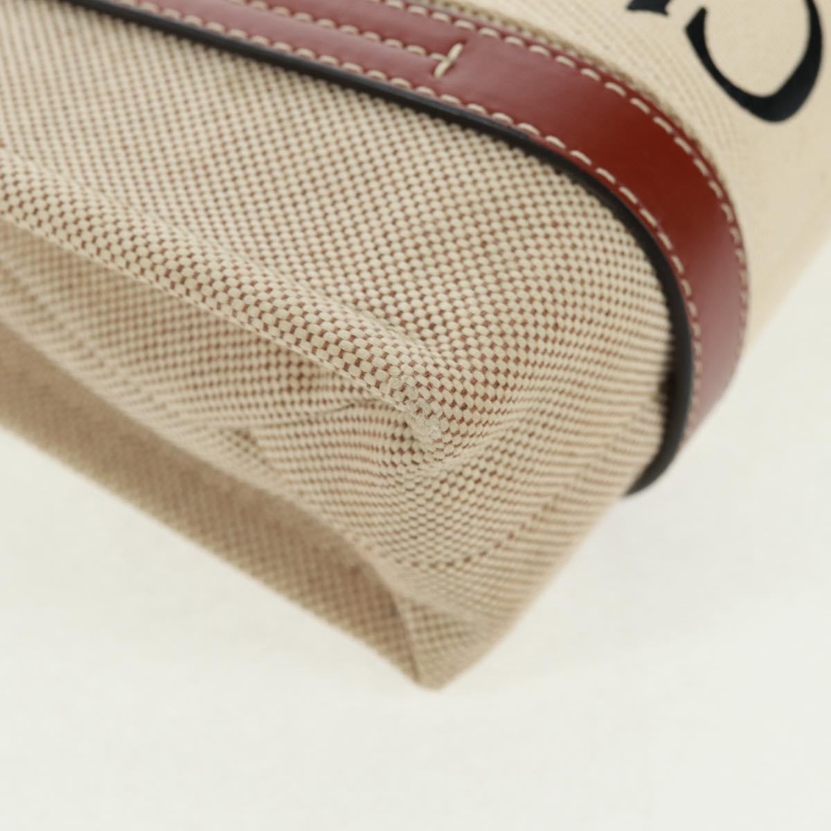 Chloe Woody Convertible Tote Canvas with Leather, BEIGE, CANVAS, Tote bag