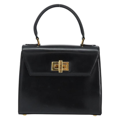 Celine Vintage Convertible Turnlock Top Handle Bag Leather, BLACK, LEATHER, Handbag