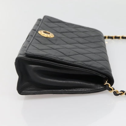Chanel Vintage Full Flap Bag Quilted Lambskin, BLACK, LEATHER, Handbag