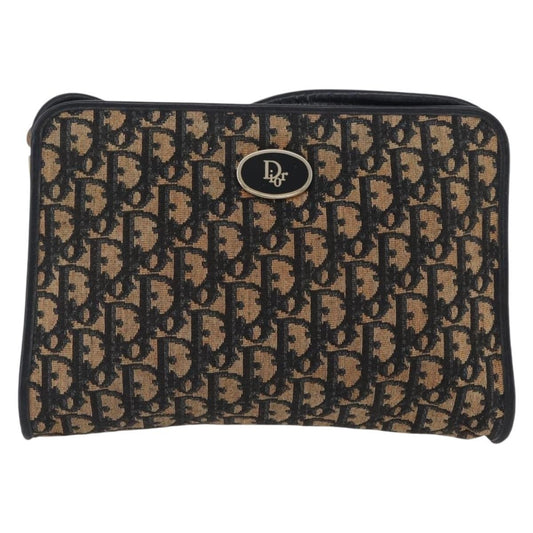 Christian Dior Vintage Trotter Shoulder Bag Canvas, NAVY, CANVAS, Shoulder bag