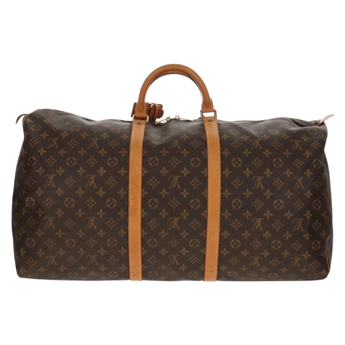 Louis Vuitton Keepall Bag Monogram Canvas, BROWN, CANVAS, Travel bag