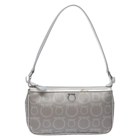 Salvatore Ferragamo Gancini Shoulder Bag Leather, SILVER, LEATHER, Shoulder bag