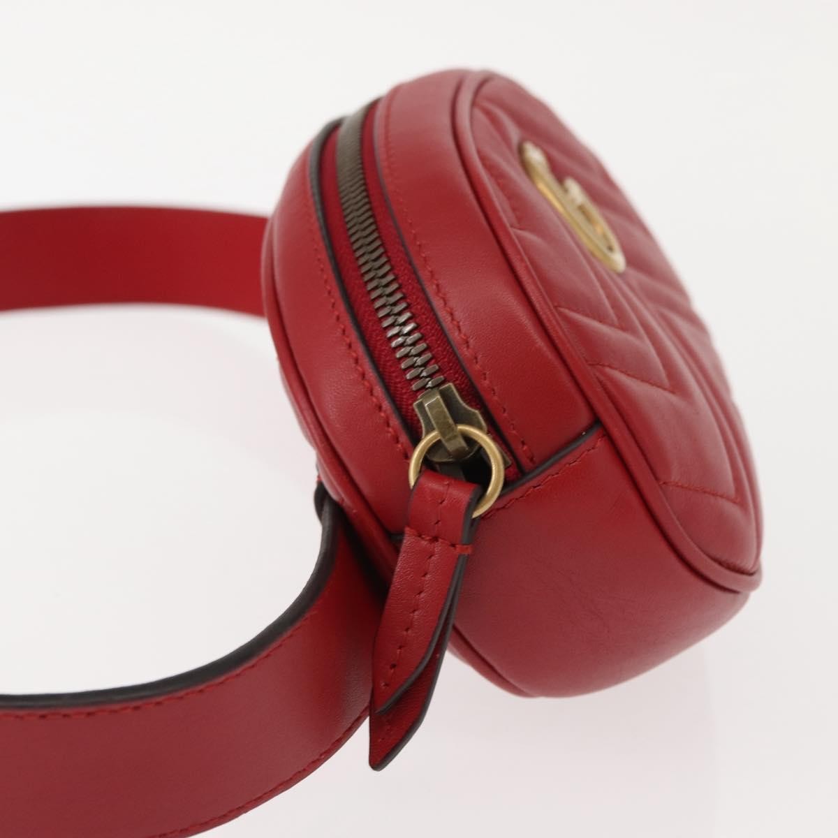 Gucci GG Marmont Belt Bag Matelasse Leather, RED, LEATHER, Clutche & pouche