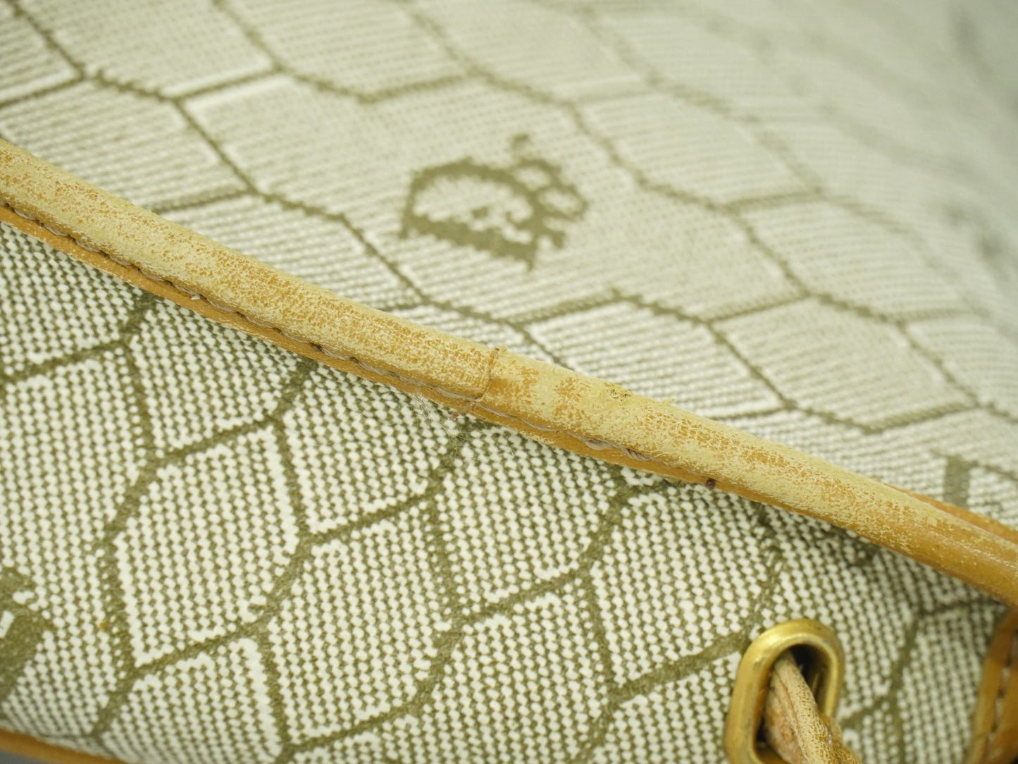 Christian Dior Vintage Honeycomb Shoulder Bag Canvas, BEIGE, CANVAS, Shoulder bag