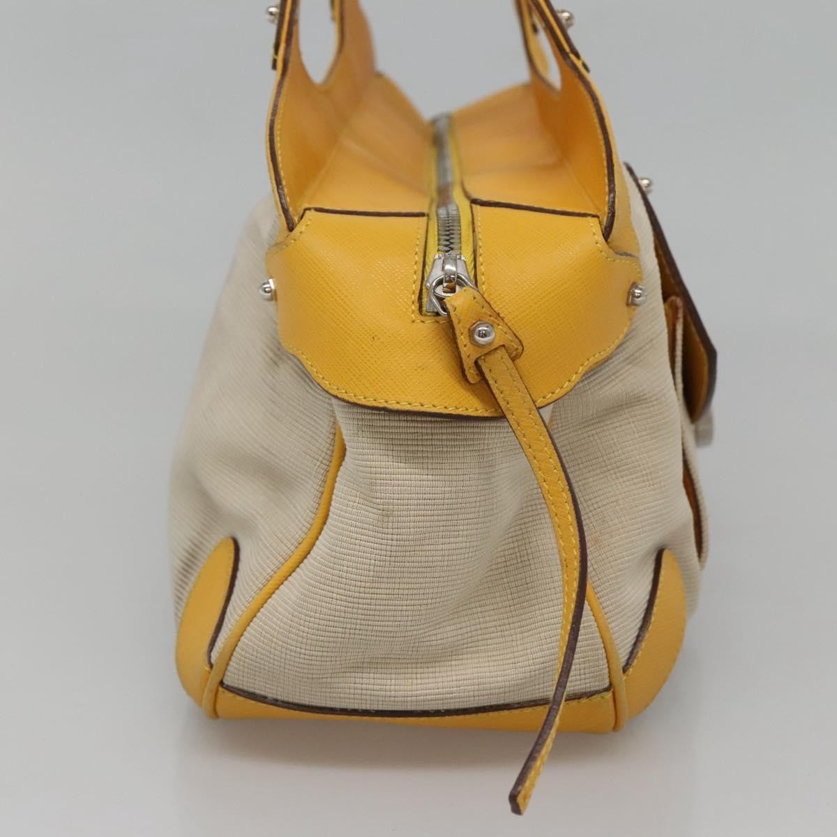 Salvatore Ferragamo Gancini handbag Canvas and Leather, YELLOW, CANVAS, Handbag