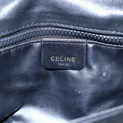 Celine Flap Shoulder Bag Leather, BLACK, LEATHER, Shoulder bag